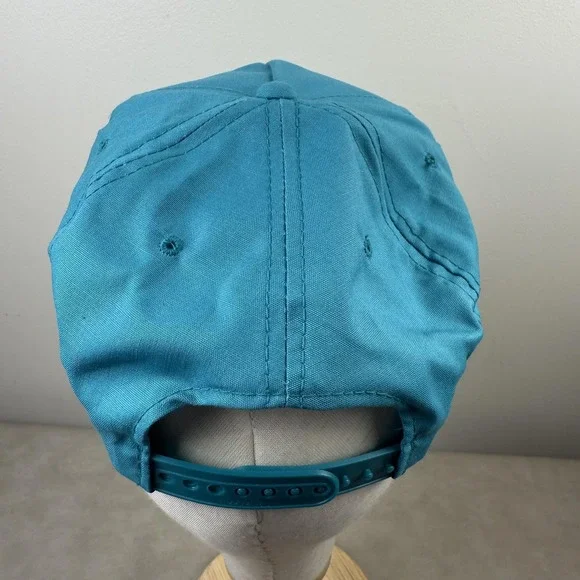 F Shield Logo Hat Cap Snap Back One Size Teal Blue Rope Foam Front Retro Mens - Picture 7 of 9
